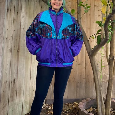 Vintage 1980’s Purple and Teal Nylon Windbreaker 