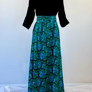 1980's Bergdorf Goodman Velvet and Brocade Long Dress 