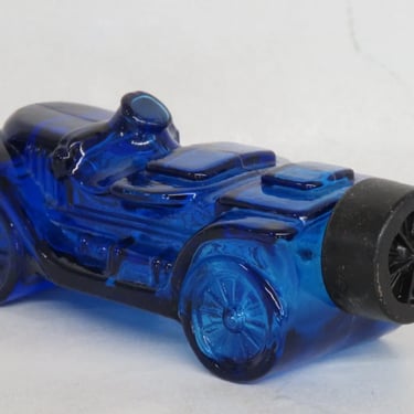 Avon Cobalt Blue Glass Race Car After Shave Cologne Bottle Empty 3469B