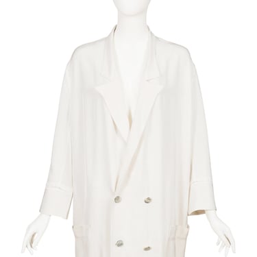 Yohji Yamamoto 1980s Vintage White Rayon Oversized Double-Breasted Jacket Sz M 