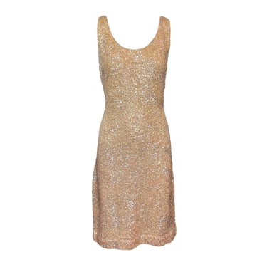 1960s Ivory Knit Body Con Dress with Iridescent Sequins