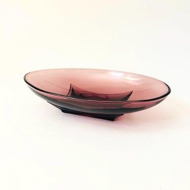 Hazel Atlas Moroccan Oval Amethyst Glass Bowl 