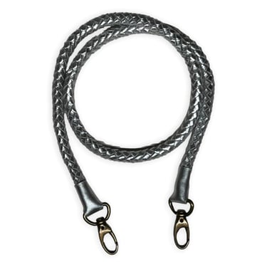 Silver hand-braided leather strap