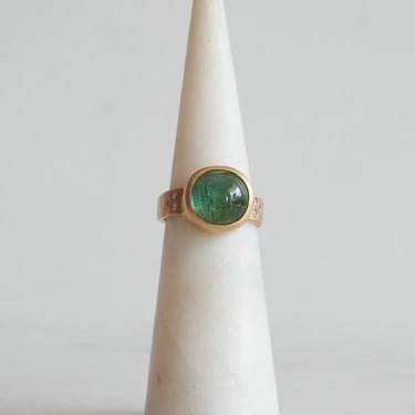 Ananda Khalsa | Green Tourmaline Cabochon Ring
