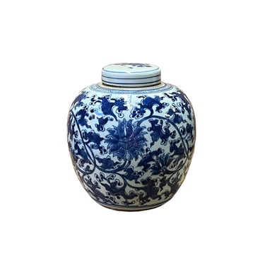 Oriental Hand-paint Chrysanthemum Blue White Porcelain Ginger Jar ws2542E 