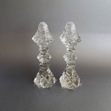 Crystal glass salt & pepper shakers Kristal Zajecar 24% lead crystal Vintage tableware Traditional dining Wedding gift idea 