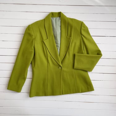 green wool jacket 80s 90s vintage acid lime green dark academia wool blazer 