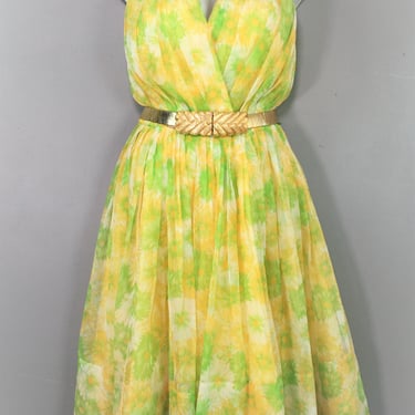 Poo Poo Pee Doo - 1950-60's - Pin Up - Yellow organza - Halter - Cocktail Dress - Party Dress - Estimated size 2 
