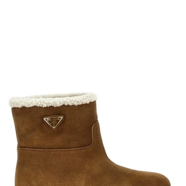 Prada Women Sheepskin Suede Ankle Boots