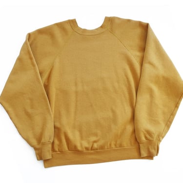 vintage raglan sweatshirt / 70s sweatshirt / 1970s mustard yellow raglan crew neck sweatshirt Large 