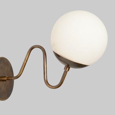 BRASS  ''S'' Wall Sconce with GLASS SHADE 