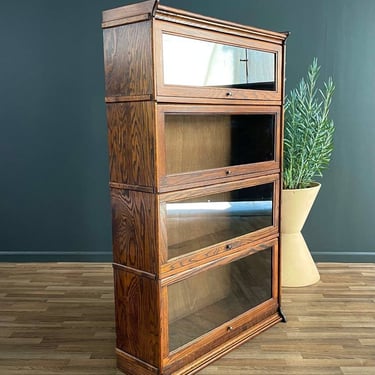 Vintage Barristers Oak & Glass 4-Tier Bookcase Shelf Cabinet, c.1960’s 