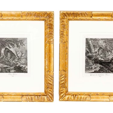 Pair of 18th Century German Stag Engravings