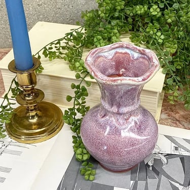 Vintage Vase Retro 2000s Bohemian + Ceramic + Lilac + Drip Glaze + Small Size + Handmade + Bookshelf Decor and Display + Boho Home 