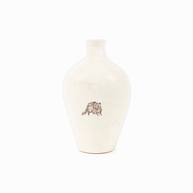 Vintage Ceramic Vase Raccoon Image 