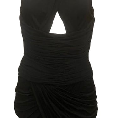 Vicky Tiel 80s Black Jersey Halter Neck Body Con Cocktail  Dress
