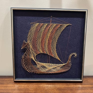 String Art 1970’s Ship Nautical Theme Wall Hanging - Free Shipping 