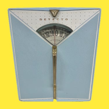 Vintage Detecto Scale Retro 1960s Mid Century Modern + Metal + Light Blue + Rectangle + Number Dial + MCM Bathroom Decor + Weight Management 