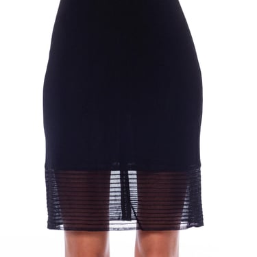 1980S HERVE LEGER Black Poly/Viscose Mini Body-Con Skirt 