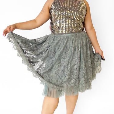 Y2K Silver Lace Skirt, sz. M