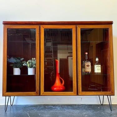 Danish rosewood curio glass cabinet 