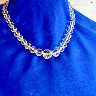 Authentic Rock Crystal Faceted Graduating Bead Necklace 19