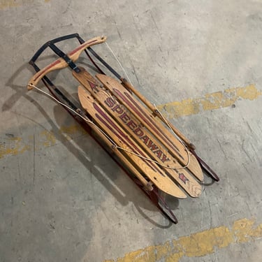 Collectible Vintage 'Speedaway' Wooden Sled with Rope