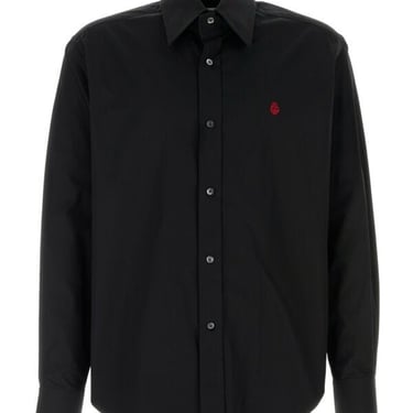 Alexander Mcqueen Men Black Poplin Shirt