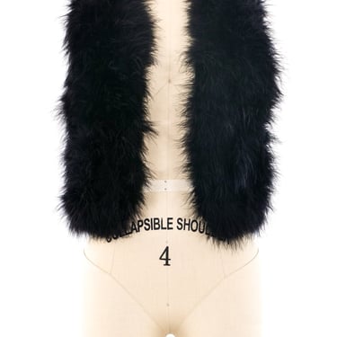 Cropped Black Marabou Feather Vest