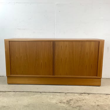 Vintage Teak Office Credenza With Tambour Doors 