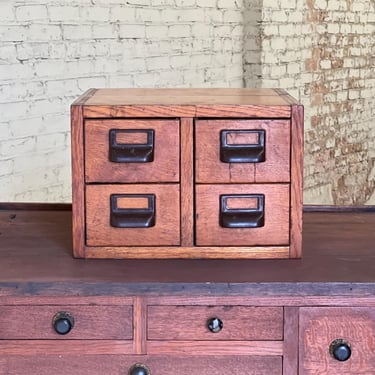 Antique 1930s Globe 4 Drawer Oak Index Filer 