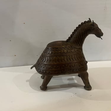 Antique Rare Solid Bronze Japanese Horse Sculpture