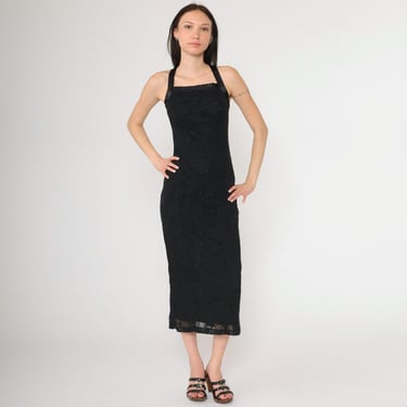Vintage 90s Black Evening Dress Flocked Floral Velvet | Shop Exile -  Tucson, AZ | ATTIC