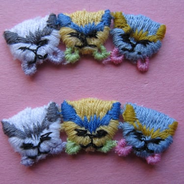 precious kitten appliqué patch vintage pastel trio kitty cat trim 