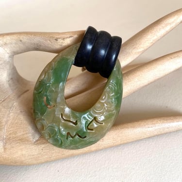 Art Deco Antique 1930s large Bakelite & green Celluloid Geometric Dress clip brooch by BakeliteBa
