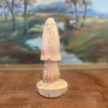 Free shipping within continental US -   Vintage Hand carved Wooden Mushroom 