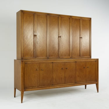 Mount Airy Facade Collection Mid Century Walnut Buffet and Hutch - mcm 