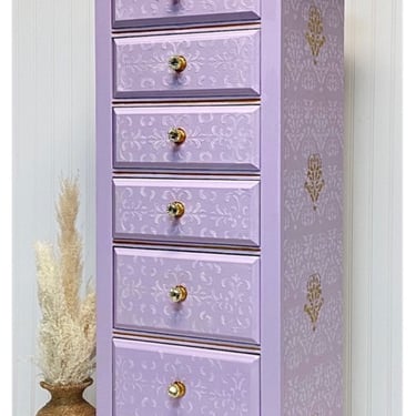 Beautiful Vintage French Provincial Lavender Lingerie Chest of Drawers/Armoire Chest/Tall Dresser 
