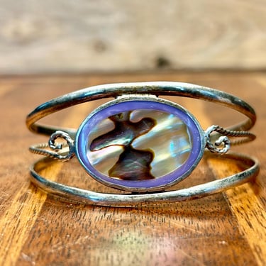 Sterling Silver Mother of Pearl Open Cuff Bracelet Alpaca