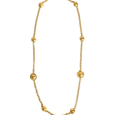 Celine Vintage 1990 Gold Star Orb Globe Charm Chain Sautoir Necklace