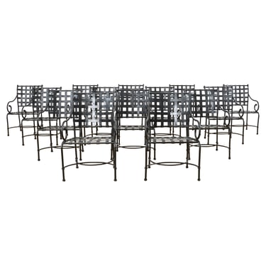 Set of Fourteen Brown Jordan Florentine Aluminum Dining Chairs