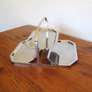 Vintage Chase Chrome 3 Tier Folding Serving Tray 