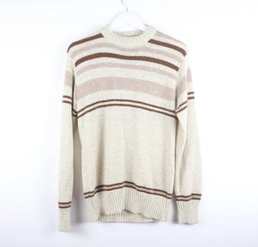 vintage tri-color MID-century grunge wool blend vintage men's STRIPED sweater -- size medium 