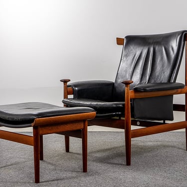Teak & Leather Bwana Lounge Chair + Footstool by Finn Juhl - (310-148) 