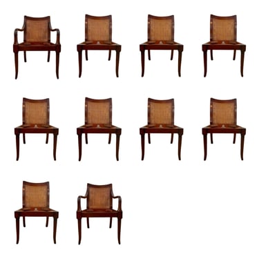 Baker / McGuire Organic Modern Customizable Caned Dining Chairs Set of 10