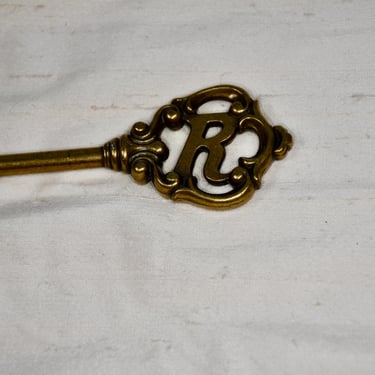 Vintage Monogram Letter R Skeleton Key Ornate Skeleton Key  3 1/4