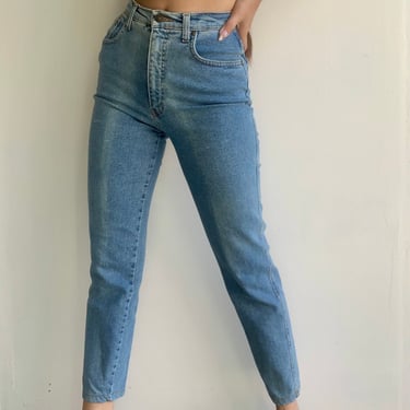 MOSCHINO High Waisted Vintage Denim with Peace Patch 
