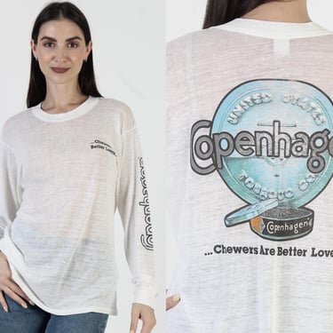 Copenhagen Chewing Tobacco T-Shirt, Vintage Paper Thin Tee, White Long Sleeve Shirt 