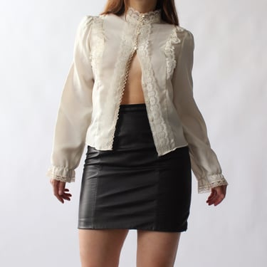 Vintage Ethereal Lace Trim Blouse