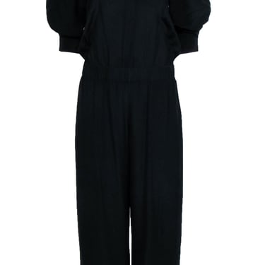 Theory - Black Off the Shoulder Silk Short Sleeved Jumpsuit Sz 6